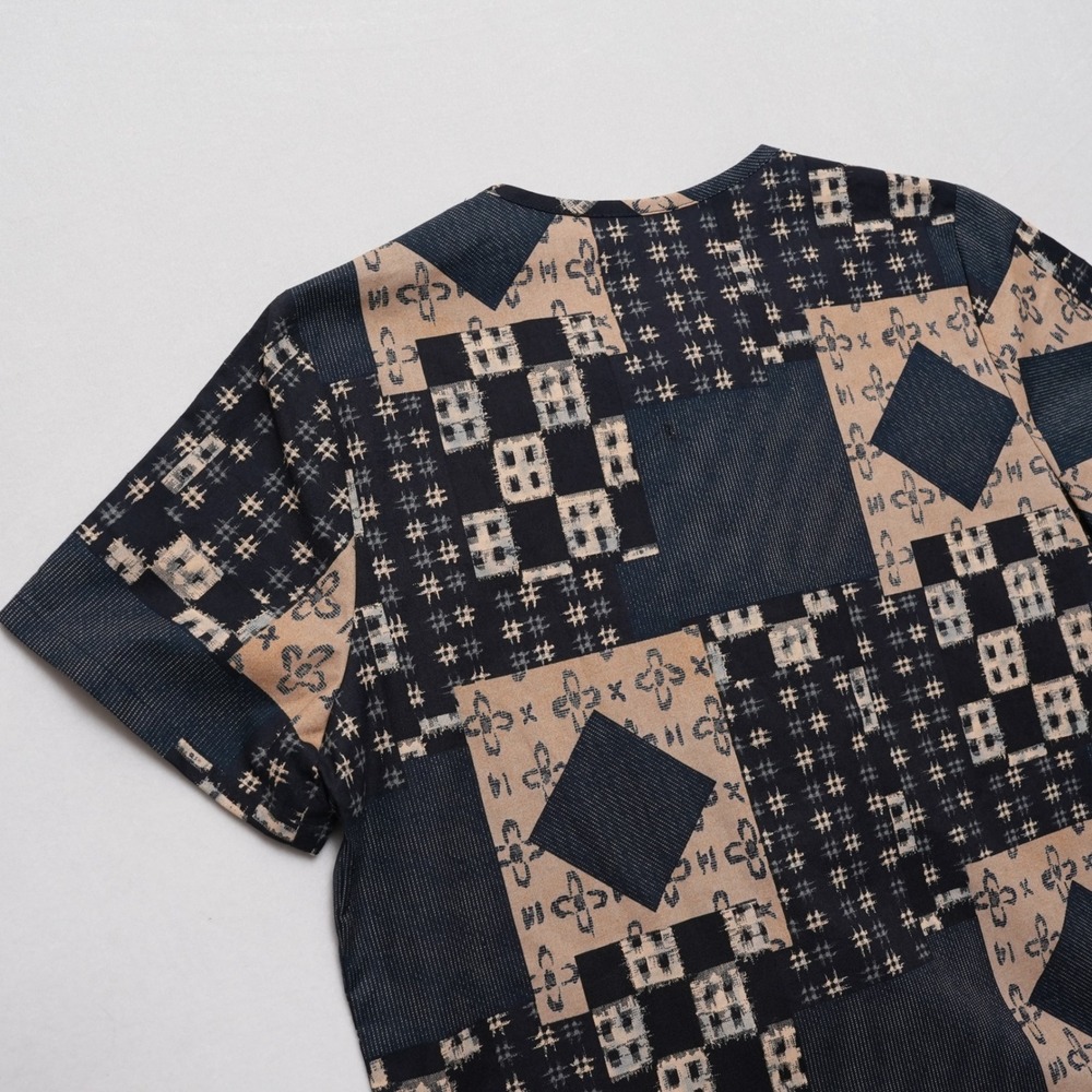 Naturally Yours Hawaii Blouse Small Patchwork Geometric Cotton Top - Picture 12 of 14